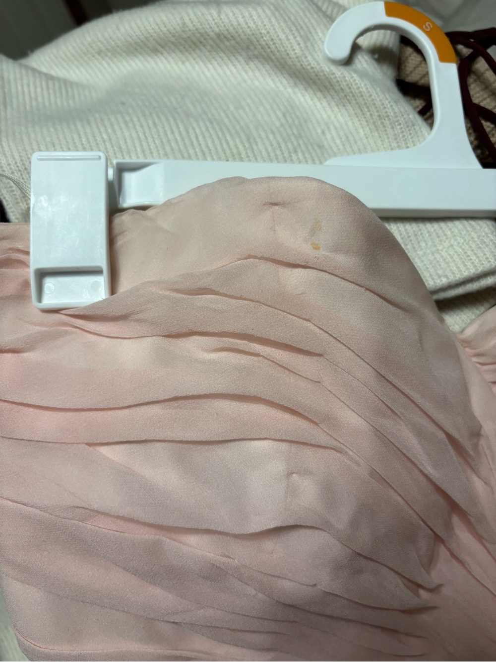 Vintage Mignon Strapless Pink Ruffled Silk Maxi Dress - Picture 3 of 10